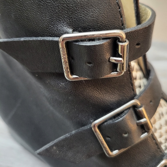 Jimmy Choo Marlin Black & Snake Embossed Leather Ankle Boots Size 40 - Picture 11 of 13